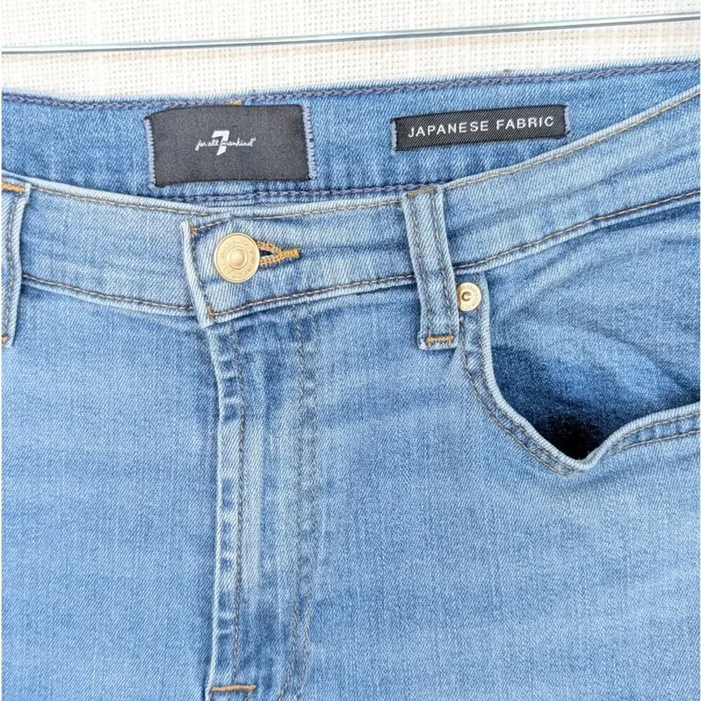 7 For All Mankind Modern Dojo Tailorless Wanderer Jeans Womens 31 Denim Wide Leg - Picture 4 of 13